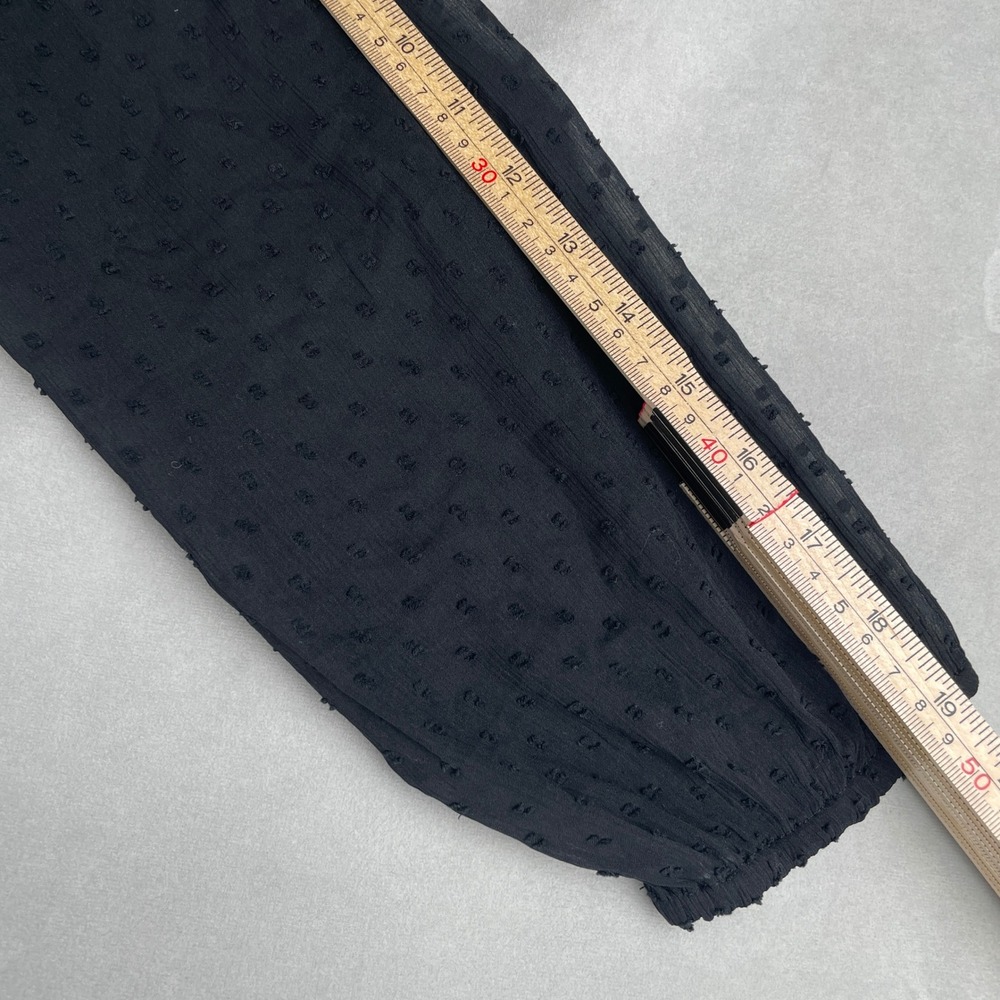Abercrombie & Fitch Dress Womens Black Swiss Dot Ruffle Wrap Midi Tie Whimsigoth - Picture 10 of 13